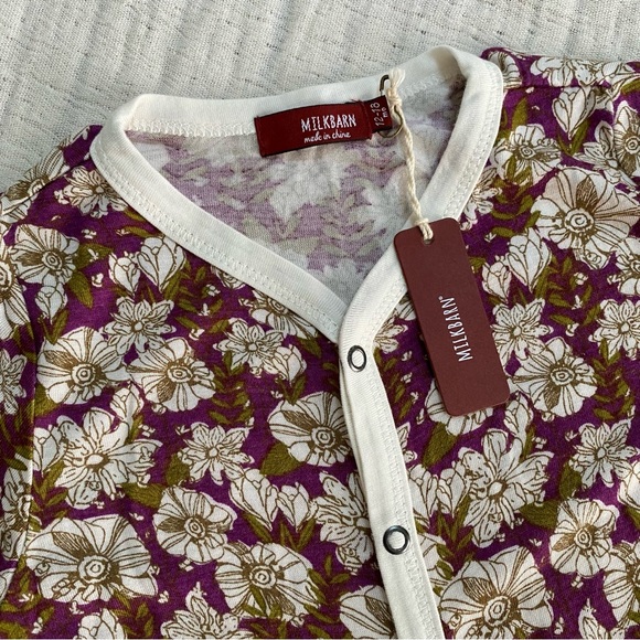 Milkbarn Floral Snap Romper + Bib - Picture 3 of 5